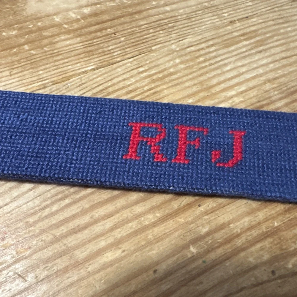 Smathers & Branson Needlepoint Belt 42 American Flag Leather USA  4th July‎ USA